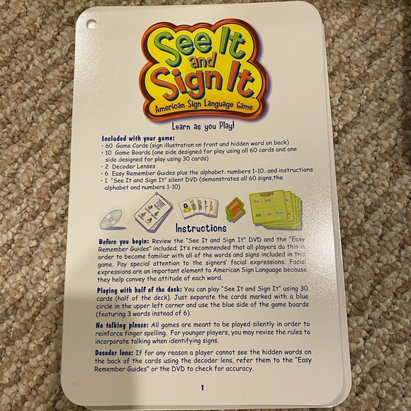 See It and Sign It Interactive American Sign Language Game (ASL) and DVD - Picture 5 of 8